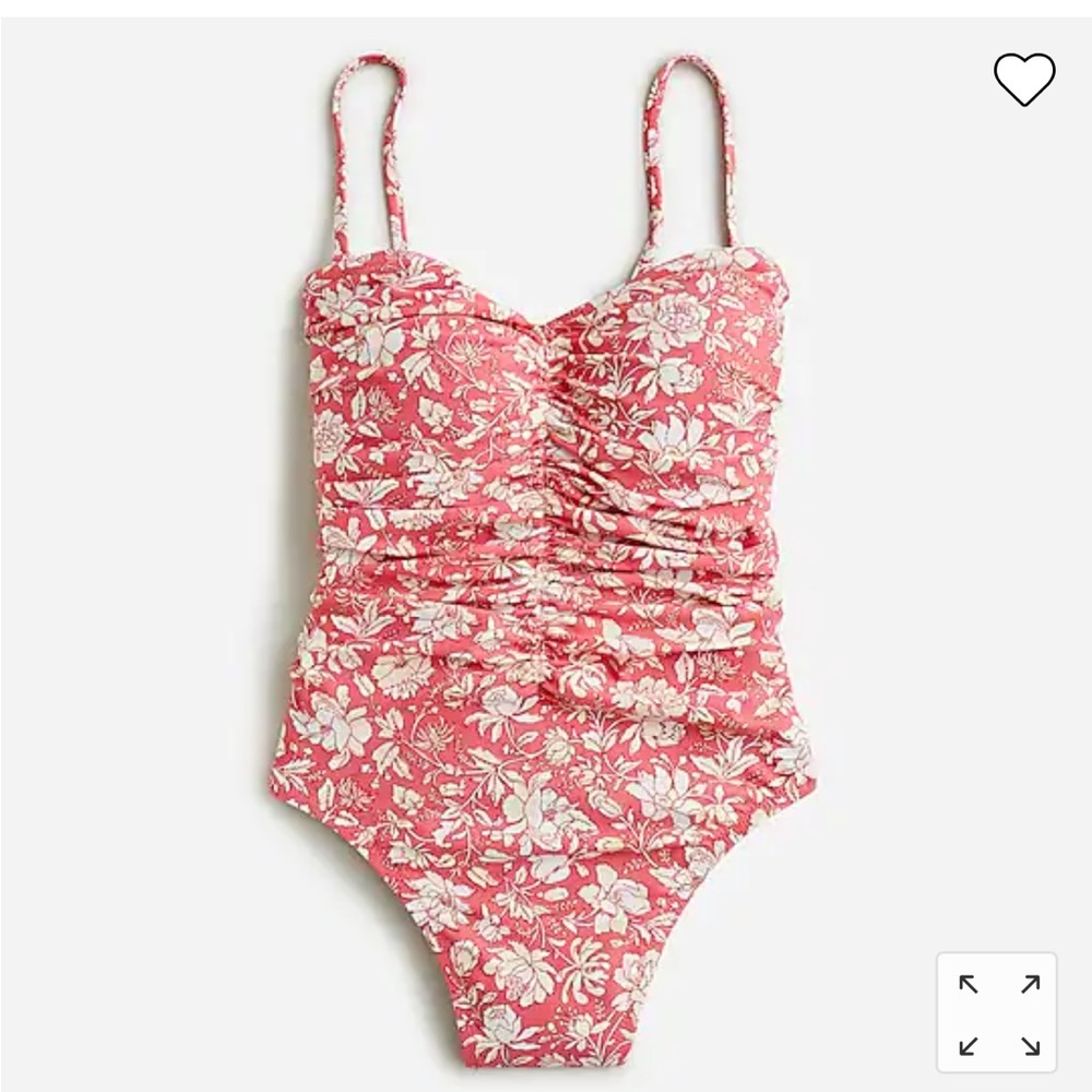 J.Crew Long-torso Ruched Sweetheart One-piece in Tossed Floral